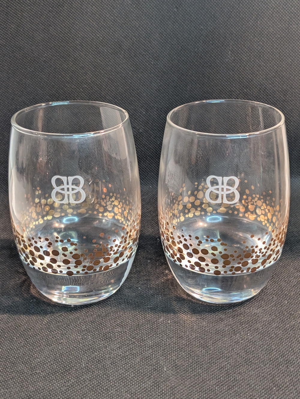 2 Bailey's Irish Cream 22 K Gold Confetti Bubbles Glass Tumblers Set.